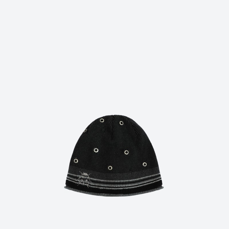 Metal Eyelet Layered Beanie